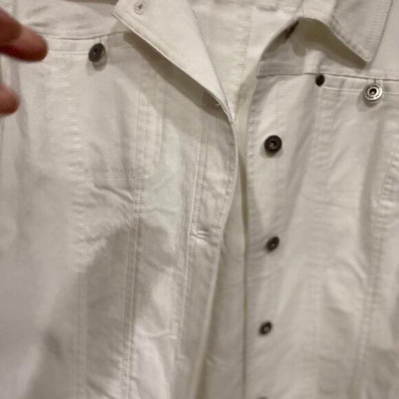 Simon Chang White Jean Jacket Size 16 - Picture 2 of 8